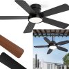 42 Inch Ceiling Fans with Lights and 42 Inch waterproof Outdoor Ceiling Fan with Lights and Remote,IP65 Hanging Gazebo Fan with 3CCT 6-Speed DC MotorBlack