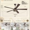 Farmhouse Ceiling Fans with Light, 60 Inch Bedroom Ceiling Fan with Lights, 6-Speed Adjustable, Quiet and Reversible DC Motor, 5 Dual Finish Blades, Rustic Caged Ceiling FanOil Bronze