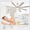 80 Inch Ceiling Fans with Lights,Nickel Modern Ceiling Fan with Remote,Large Farmhouse Indoor & Outdoor Ceiling Fan with 8 Dual Finish Blades, Quiet DC Motor, Bright LED Light