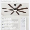 72 Inch Ceiling Fans with Lights, Black Modern Ceiling Fan with Remote,Large Farmhouse Indoor & Outdoor Ceiling Fan with 8 Dual Finish Blades, Quiet DC Motor, Bright LED Light