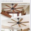 62 Inch Ceiling Fan No Light with Remote Control, Brown Ceiling Fans Without Light With 6-Speeds Quiet Reversible DC Motor, Indoor/Outdoor Ceiling Fan with Dual Finish 7 Blades for Patio Living Room