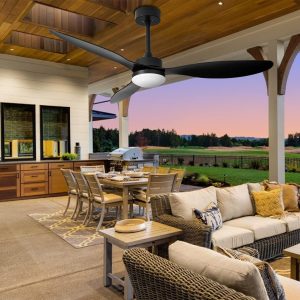 Ceiling Fans with Lights and Remote: 52 inch Waterproof Outdoor Ceiling Fan - Low Profile Ceiling Fan - Quiet Fans for Bedroom, Living Room Black Fan