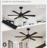 Farmhouse Ceiling Fans with Lights and Remote,Industrial Large Ceiling Fan with 6-Speed Reversible DC Motor and 6 Dual Finish Blades,Black Ceiling Fan with Light for Living bedroom Patio