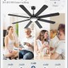 72 Inch Ceiling Fans with Lights and Remote, Black Ceiling Fan with 8 Dual-Color Blades, Indoor/Outdoor Large Ceiling Fans, Reversible DC Motor, 6-Speed, 3CCT for Living Room Kitchen Patio