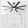 74 Inch Ceiling Fans with Lights and Remote, Black Indoor/Outdoor Ceiling Fan with Quiet Reversible DC Motor, 6 Speeds, 3CCT, 8 Blades Large Ceiling Fan for Living Room Bedroom Patio