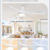 52 Inch Ceiling Fans with Lights and Remote, 3 Blades Flush Mount Low Profile Ceiling fan, Efficient 3475 CFM, Safe ABS, Timer, Quiet 35dB, 3CCT, Reversible for Bedroom Living Room, White