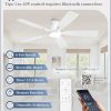 52 inch Ceiling Fans with Lights, Smart Flush Mount Ceiling Fan and Remote APP, Modern Low Profile, 3CCT 20W LED with 6-Speeds Quiet Reversible Motor for Bedroom, Living Room, Kitchen, White