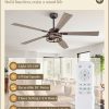 Farmhouse Ceiling Fans with Light, 60 Inch Bedroom Ceiling Fan with Lights, 6-Speed Adjustable, Quiet and Reversible DC Motor, 5 Dual Finish Blades, Rustic Caged Ceiling FanOil Bronze