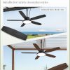 Outdoor Ceiling Fans with Light and Remote,IP65 Wet Rated Waterproof Ceiling Fan with 6-Speed DC Motor, Farmhouse Gazebo Fan for Porch Patios Pavilion(Black)