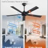 52 Inch Ceiling Fans No Light with Remote, Black Indoor/Outdoor Ceiling Fan Without Light with Quiet Reversible DC Motor, 6 Speeds, 5 Blades Modern Ceiling Fan for Living Room Bedroom Patio