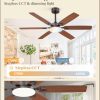 52 Inch Ceiling Fans with Lights, Indoor/Outdoor Modern Ceiling Fan with Reversible Blade And 2 Rods, Quiet DC Motor, 3CCT & 6-Speed Remote Control, Dual Finish Blade for Living Room/Bedroom