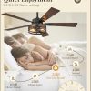 Farmhouse Caged Ceiling Fans with Lights and Remote, 48 Inch Black Bedroom Ceiling Fans for Living Room Kitchen6 Speed Reversible Quiet DC Motor, Dual Finish 5 Blades
