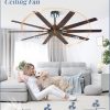 65 Inch Large Ceiling Fan Without Light, Modern Indoor/Outdoor Ceiling Fans No Light with Remote,6-Speed Reversible Quiet DC Motor, 10 Blade for Bedroom,Living Room,Patio,Garage(Black)