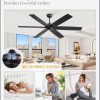 60 inch Ceiling Fan No LightBlack Ceiling Fan with Remote, Flush Mount Low Profile, Quiet DC Motor & Reversible, Indoor/Outdoor Ceiling Fans without Light for Bedroom, Living Room, Patio