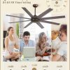 65 Inch Ceiling Fans No Light with Remote, Bronze Indoor/Outdoor Ceiling Fan Without Light with Quiet Reversible DC Motor, 6 Speeds, 8 Blades Large Ceiling Fan for Living Room Bedroom Patio