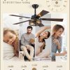 Farmhouse Ceiling Fans with Light, 48 Inch Bedroom Ceiling Fan with Lights, 6-Speed Adjustable, Quiet and Reversible DC Motor, Dual Finish 5 Blades, Rustic Caged Ceiling Fan for Living Room