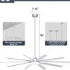 Industrial Ceiling Fan with Bright Lights - Remote/APP Control, High CFM, Large Ceiling Fan for Shop, Covered Outdoor, Great Room, Silver