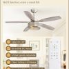 Farmhouse Brushed Nickel Ceiling Fans with Lights and Remote, 52 Inch Bedroom Caged Ceiling Fans for Living Room Kitchen6 Speed Reversible Quiet DC Motor, Dual Finish 5 Blades