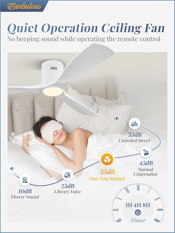 Ceiling Fans with Lights and Remote Control,Modern Flush Mount Ceiling Fan with 3 LED Colors,Outdoor Low Profile Ceiling Fans with 6-Speeds Timer DC Motor for Bedroom Living Room Patio