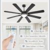 65 Inch Ceiling Fans with Lights and Remote, Black Ceiling Fan with 8 Dual-Color Blades, Indoor/Outdoor Large Ceiling Fans, Reversible DC Motor, 6-Speed, 3CCT for Living Room Kitchen Patio