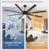 84 inch Large Ceiling Fan Outdoor Industrial Ceiling Fan with Light and Remote, 6-Speed, 3CCT, 8 Aluminum Blades, Modern Black Big Assed Ceiling Fans for Patios Garage Shop Porch Indoor