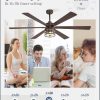 Farmhouse Ceiling Fans with Lights and Remote,Industrial Large Ceiling Fan with 6-Speed Reversible DC Motor and 6 Dual Finish Blades,Black Ceiling Fan with Light for Living bedroom Patio