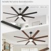74 Inch Ceiling Fans with Lights and Remote, Black Indoor/Outdoor Ceiling Fan with Quiet Reversible DC Motor, 6 Speeds, 3CCT, 8 Blades Large Ceiling Fan for Living Room Bedroom Patio