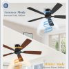 52 Inch Flush Mount Ceiling Fan No Light with Remote,Black Modern Low Profile Ceiling Fan Without Light,6-Speeds,Quiet Reversible DC Motor,Indoor&Outdoor Ceiling Fans for Bedroom,Living Room