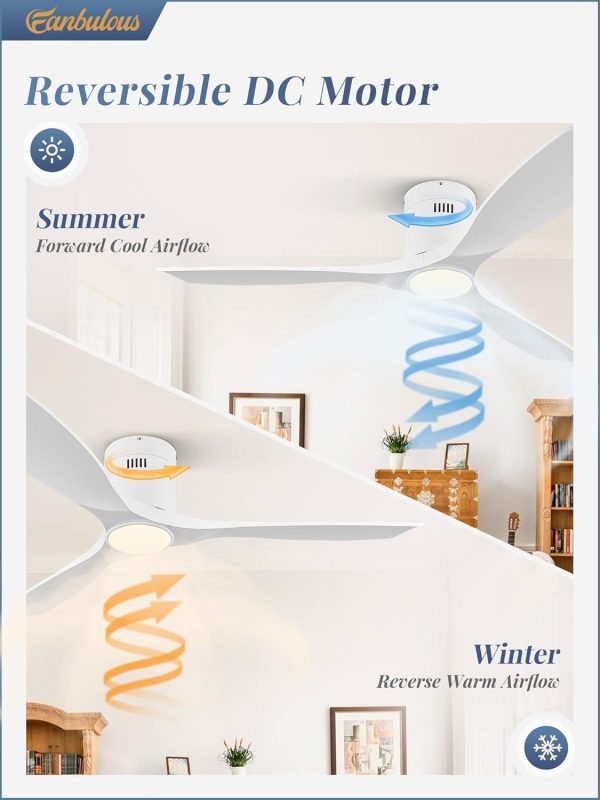 Ceiling Fans with Lights and Remote Control,Modern Flush Mount Ceiling Fan with 3 LED Colors,Outdoor Low Profile Ceiling Fans with 6-Speeds Timer DC Motor for Bedroom Living Room Patio