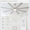 80 Inch Ceiling Fans with Lights,Nickel Modern Ceiling Fan with Remote,Large Farmhouse Indoor & Outdoor Ceiling Fan with 8 Dual Finish Blades, Quiet DC Motor, Bright LED Light