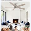 48 Inch Flush Mount Ceiling Fans without Lights, Brushed Nickel Modern Ceiling Fan no Lights, 6-Speeds, Quiet Reversible DC Motor, Indoor/Outdoor Ceiling Fans for Patios, Living Room, Bedroom