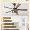 Farmhouse Ceiling Fans with Light, 48 Inch Bedroom Ceiling Fan with Lights, 6-Speed Adjustable, Quiet and Reversible DC Motor, 5 Dual Finish Blades, Rustic Caged Ceiling FanOil Bronze