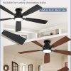 52 inch Ceiling Fans with Lights, Smart Flush Mount Ceiling Fan and Remote APP, Modern Low Profile, 3CCT 20W LED with 6-Speeds Quiet Reversible Motor for Bedroom, Living Room, Kitchen, Black