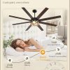 65 Inch Farmhouse Ceiling Fan with Lights & Remote Control, Quiet Reversible DC Motor, Wooden Blades, Seeded Glass Lampshade - Ideal for Bedroom, Living Room, Dining Room