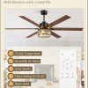 65 Inch Farmhouse Crystal Ceiling Fan with Lights and Remote, Chandelier Ceiling Fan with Quiet Reversible DC Motor, Wood Blades - Ideal for Bedroom