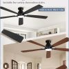 60 inch Ceiling Fans with Lights, Smart Flush Mount Ceiling Fan and Remote APP, Modern Low Profile, 3CCT 20W LED with 6-Speeds Quiet Reversible Motor for Bedroom, Living Room, Kitchen, Black