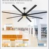 100 Inch Large Ceiling Fans with Lights and Remote,Outdoor Industrial Ceiling Fan with 8 Aluminum Blades DC Motor and 6-Speed,Black Big Assed Ceiling Fan for Shop Porch Garage Living Room