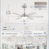 52 Inch Ceiling Fans with Lights, Indoor/Outdoor Modern Ceiling Fan with Reversible Blade And 2 Rods, Quiet DC Motor, 3CCT & 6-Speed Remote Control, Dual Finish Blade for Living Room/Bedroom