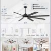 Ceiling Fans with Lights, 80 inch Large Ceiling Fan with Light and Remote, Outdoor Black Ceiling Fan for Living Room Patio, 6 Speeds, Reversible Quiet DC Motor, 3 CCT, Bi-color 8 Blades
