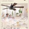 Farmhouse Caged Ceiling Fans with Lights and Remote, 42 Inch Black Bedroom Ceiling Fans for Living Room Kitchen6 Speed Reversible Quiet DC Motor, Dual Finish 5 Blades