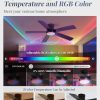 48 Inch Ceiling Fans with Lights and Remote,Indoor Modern Flush Mount Ceiling Fan with 3CCT 6-Speed Quiet DC Motor,Small Low Profile Ceiling Fan for Bedroom Living Room Office(Black RGB)
