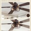 1 Pack Farmhouse 42 Inch Ceiling Fans with Lights, Industrial Caged Ceiling Fans for Bedroom Living Room, Double-Sided 5 Blades Rustic Ceiling Fan-Oil Bronze