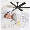 60 inch Ceiling Fan No LightBlack Ceiling Fan with Remote, Flush Mount Low Profile, Quiet DC Motor & Reversible, Indoor/Outdoor Ceiling Fans without Light for Bedroom, Living Room, Patio