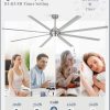 100 Inch Large Ceiling Fans Industrial Ceiling Fan Outdoor with Lights, Remote, 8 Aluminum Blades, DC Motor, 6-Speed, Black, for Living Room, Garage, Shop, Porch(Nickel)
