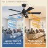 2 Pack Farmhouse 42 Inch Ceiling Fans with Lights, Black Industrial Caged Ceiling Fans for Bedroom Living Room, Double-Sided 5 Blades Rustic Ceiling Fan