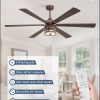 Farmhouse Ceiling Fans with Lights and Remote,Industrial Large Ceiling Fan with 6-Speed Reversible DC Motor and 6 Dual Finish Blades,Black Ceiling Fan with Light for Living bedroom Patio