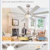 62 Inch Ceiling Fans with Lights,Nickel Modern Ceiling Fan with Remote Large Farmhouse Indoor & Outdoor Ceiling Fan with 8 Dual Finish Blades, Quiet DC Motor, Bright LED Light