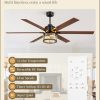65 Inch Farmhouse Crystal Ceiling Fan with Lights and Remote, Chandelier Ceiling Fan with Quiet Reversible DC Motor, Wood Blades - Ideal for Bedroom