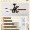 Farmhouse Ceiling Fans with Light, 42 Inch Bedroom Ceiling Fan with Lights, 6-Speed Adjustable, Quiet and Reversible DC Motor, Dual Finish 5 Blades, Rustic Caged Ceiling Fan for Living Room