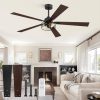 1 Pack Farmhouse 60 Inch Ceiling Fans with Lights, Black Industrial Caged Ceiling Fans for Bedroom Living Room, Double-Sided 5 Blades Rustic Ceiling Fan-Black